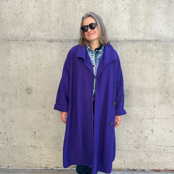 Austrian boiled wool minimalist oversize coat from Geiger 90s - Picture 5 of 9